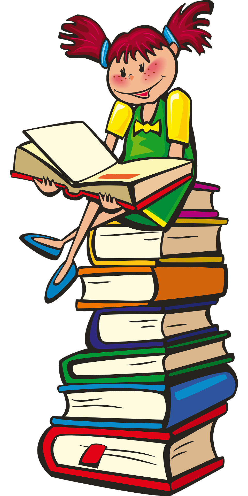 Cartoon girl with books